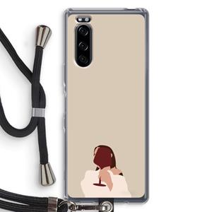 CaseCompany I drink wine: Sony Xperia 5 Transparant Hoesje met koord