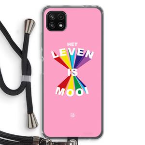 CaseCompany Het Leven Is Mooi: Samsung Galaxy A22 5G Transparant Hoesje met koord