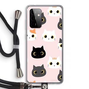 CaseCompany Katten: Samsung Galaxy A72 5G Transparant Hoesje met koord