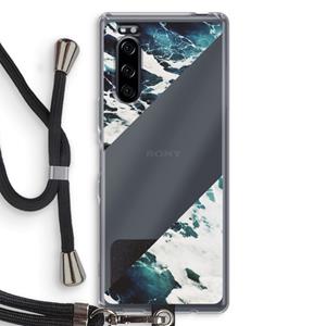 CaseCompany Golven: Sony Xperia 5 Transparant Hoesje met koord