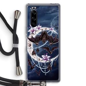 CaseCompany Vleermuizen Maan: Sony Xperia 5 Transparant Hoesje met koord