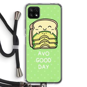 CaseCompany Avo Good Day: Samsung Galaxy A22 5G Transparant Hoesje met koord