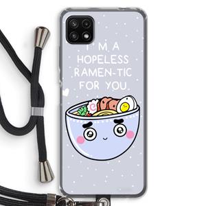 CaseCompany I'm A Hopeless Ramen-Tic For You: Samsung Galaxy A22 5G Transparant Hoesje met koord