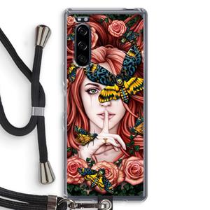 CaseCompany Lady Moth: Sony Xperia 5 Transparant Hoesje met koord
