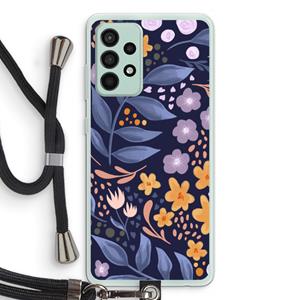 CaseCompany Flowers with blue leaves: Samsung Galaxy A52s 5G Transparant Hoesje met koord