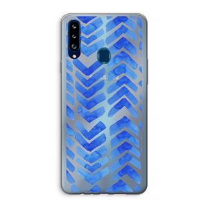 CaseCompany Blauwe pijlen: Samsung Galaxy A20s Transparant Hoesje