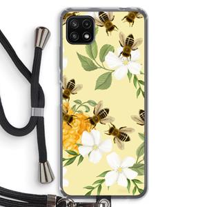 CaseCompany No flowers without bees: Samsung Galaxy A22 5G Transparant Hoesje met koord
