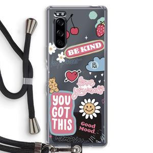 CaseCompany Positivity: Sony Xperia 5 Transparant Hoesje met koord