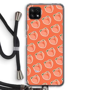 CaseCompany Just peachy: Samsung Galaxy A22 5G Transparant Hoesje met koord