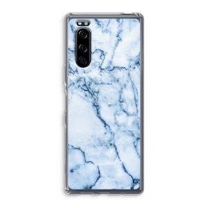 CaseCompany Blauw marmer: Sony Xperia 5 Transparant Hoesje