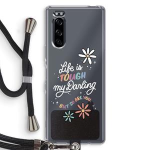 CaseCompany Tough Life: Sony Xperia 5 Transparant Hoesje met koord