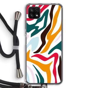 CaseCompany Colored Zebra: Samsung Galaxy A22 5G Transparant Hoesje met koord