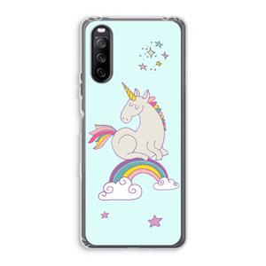 CaseCompany Regenboog eenhoorn: Sony Xperia 10 III Transparant Hoesje