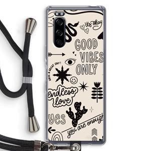 CaseCompany Good vibes: Sony Xperia 5 Transparant Hoesje met koord