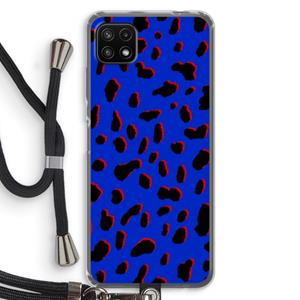 CaseCompany Blue Leopard: Samsung Galaxy A22 5G Transparant Hoesje met koord