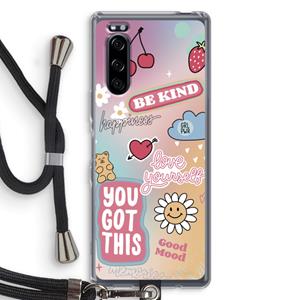 CaseCompany Positivity: Sony Xperia 5 Transparant Hoesje met koord