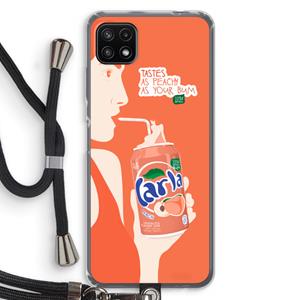 CaseCompany Peach please!: Samsung Galaxy A22 5G Transparant Hoesje met koord