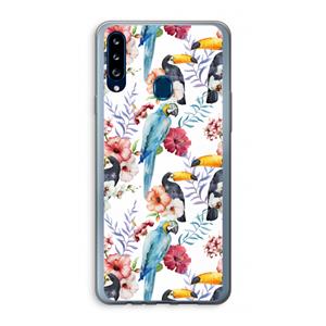 CaseCompany Bloemen tukan: Samsung Galaxy A20s Transparant Hoesje