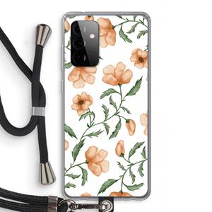 CaseCompany Peachy flowers: Samsung Galaxy A72 5G Transparant Hoesje met koord