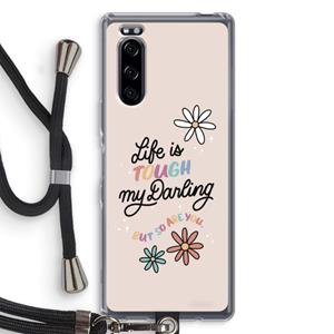 CaseCompany Tough Life: Sony Xperia 5 Transparant Hoesje met koord