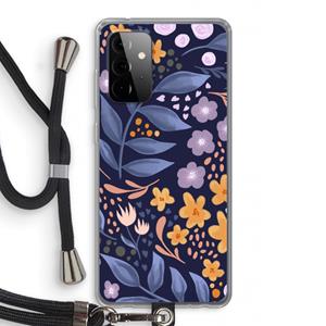 CaseCompany Flowers with blue leaves: Samsung Galaxy A72 5G Transparant Hoesje met koord
