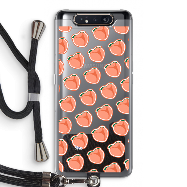 CaseCompany Just peachy: Samsung Galaxy A80 Transparant Hoesje met koord