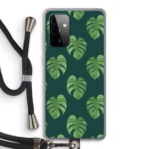 CaseCompany Monstera leaves: Samsung Galaxy A72 5G Transparant Hoesje met koord