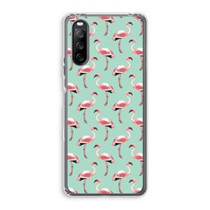 CaseCompany Flamingoprint groen: Sony Xperia 10 III Transparant Hoesje