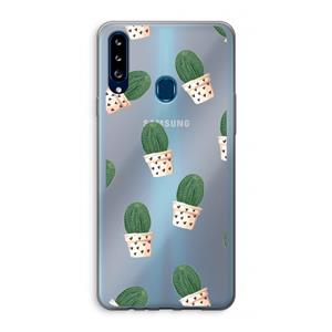 CaseCompany Cactusprint roze: Samsung Galaxy A20s Transparant Hoesje