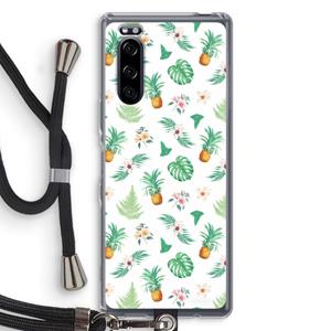 CaseCompany Ananas bladeren: Sony Xperia 5 Transparant Hoesje met koord