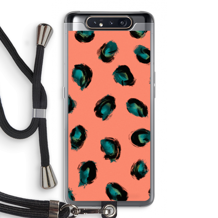 CaseCompany Pink Cheetah: Samsung Galaxy A80 Transparant Hoesje met koord