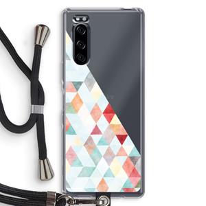 CaseCompany Gekleurde driehoekjes pastel: Sony Xperia 5 Transparant Hoesje met koord
