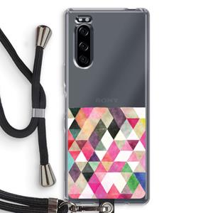 CaseCompany Gekleurde driehoekjes: Sony Xperia 5 Transparant Hoesje met koord