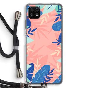 CaseCompany Tropisch: Samsung Galaxy A22 5G Transparant Hoesje met koord