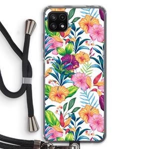 CaseCompany Tropisch 2: Samsung Galaxy A22 5G Transparant Hoesje met koord
