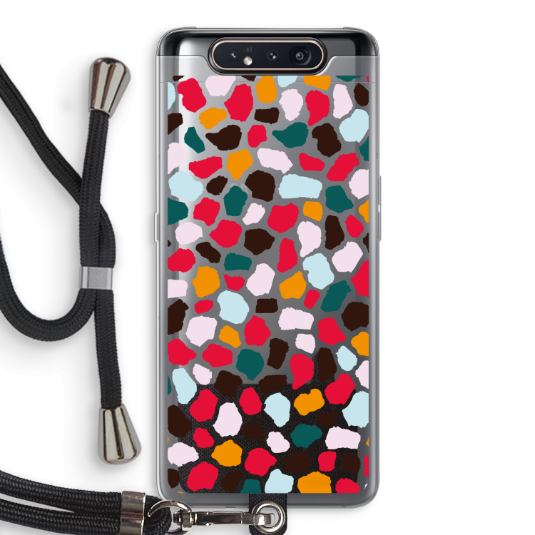 CaseCompany Colored Giraffe: Samsung Galaxy A80 Transparant Hoesje met koord