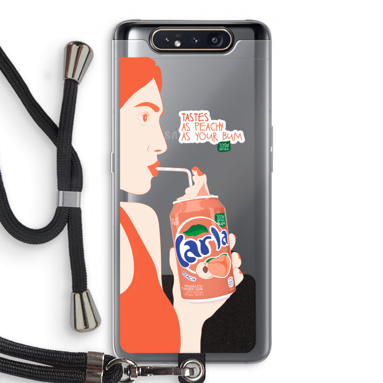 CaseCompany Peach please!: Samsung Galaxy A80 Transparant Hoesje met koord
