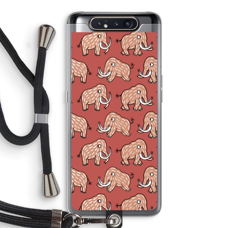 CaseCompany Mammoet: Samsung Galaxy A80 Transparant Hoesje met koord