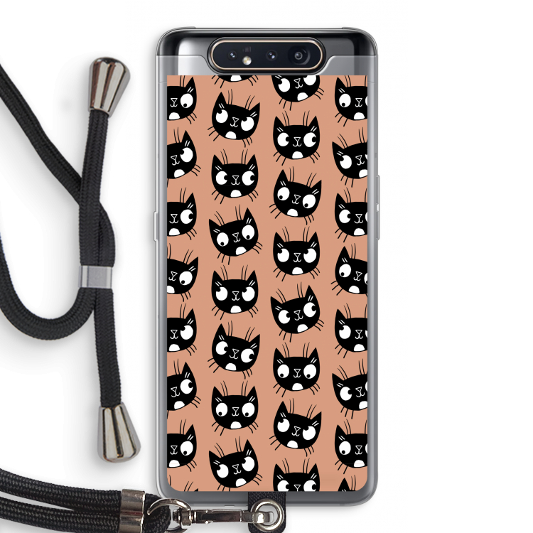 CaseCompany Kat: Samsung Galaxy A80 Transparant Hoesje met koord