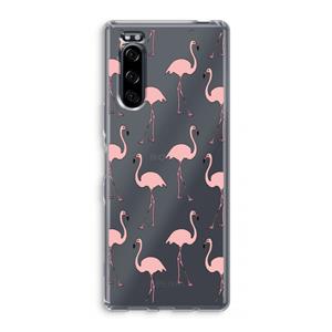 CaseCompany Anything Flamingoes: Sony Xperia 5 Transparant Hoesje