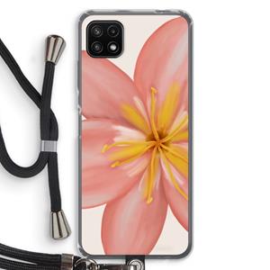 CaseCompany Pink Ellila Flower: Samsung Galaxy A22 5G Transparant Hoesje met koord