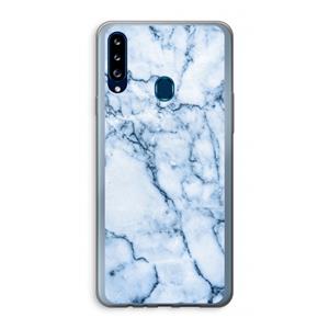 CaseCompany Blauw marmer: Samsung Galaxy A20s Transparant Hoesje