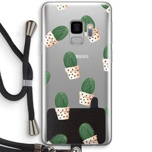 CaseCompany Cactusprint roze: Samsung Galaxy S9 Transparant Hoesje met koord