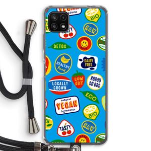 CaseCompany Fruitsticker: Samsung Galaxy A22 5G Transparant Hoesje met koord