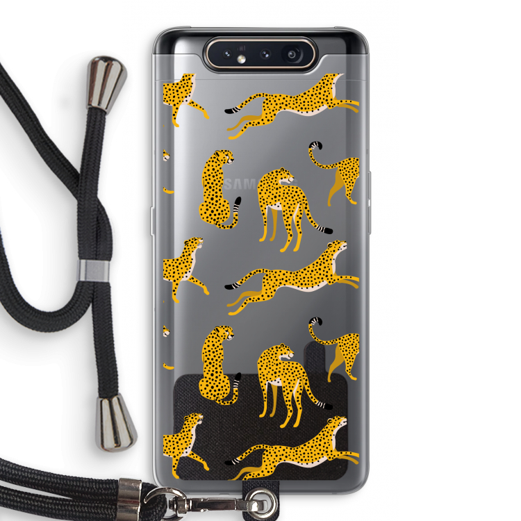 CaseCompany Luipaard: Samsung Galaxy A80 Transparant Hoesje met koord