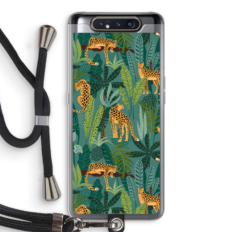 CaseCompany Luipaard 2: Samsung Galaxy A80 Transparant Hoesje met koord