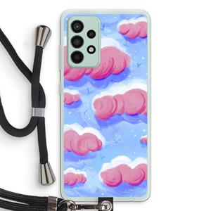 CaseCompany Roze wolken met vogels: Samsung Galaxy A52s 5G Transparant Hoesje met koord