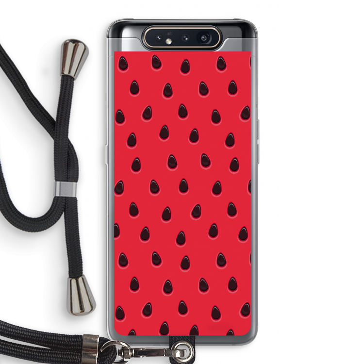 CaseCompany Watermelon: Samsung Galaxy A80 Transparant Hoesje met koord