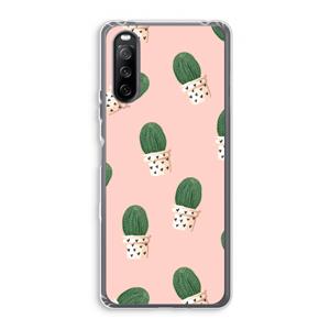CaseCompany Cactusprint roze: Sony Xperia 10 III Transparant Hoesje