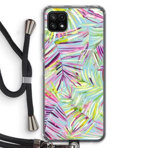 CaseCompany Tropical Palms Blue: Samsung Galaxy A22 5G Transparant Hoesje met koord